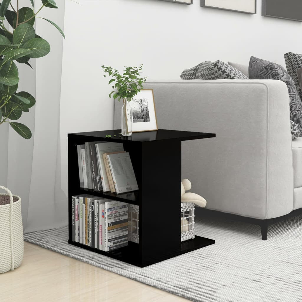 Side Table High Gloss Black 45x45x48 cm Chipboard