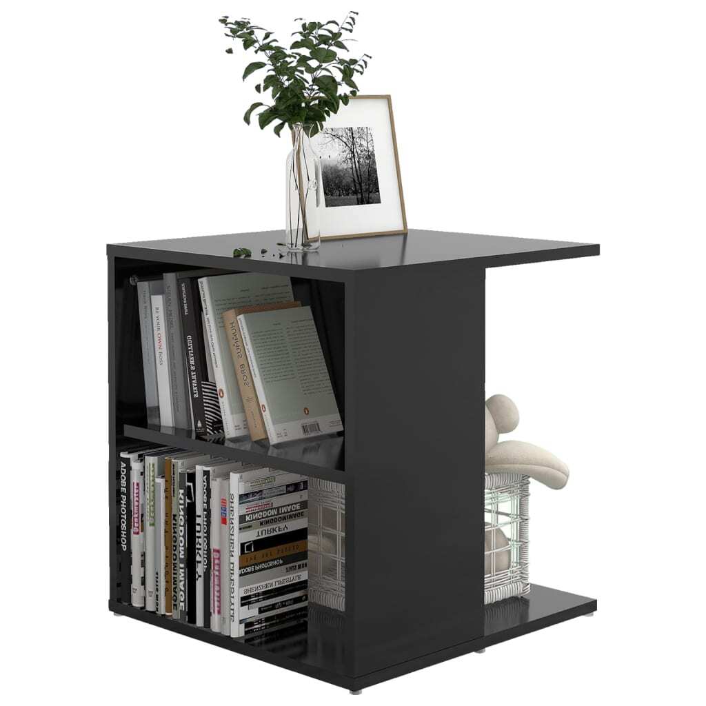 Side Table High Gloss Black 45x45x48 cm Chipboard