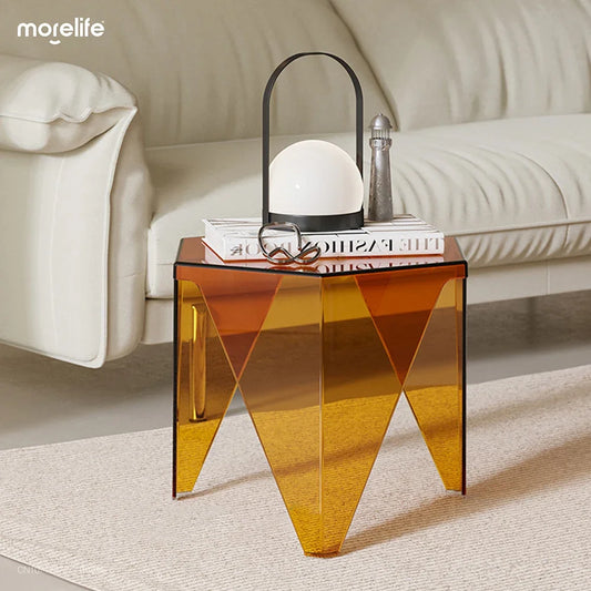 Nordic Household Transparent Acrylic Coffee Table Crystal Creative Living Room Side Table Simple Balcony Hexagonal Table