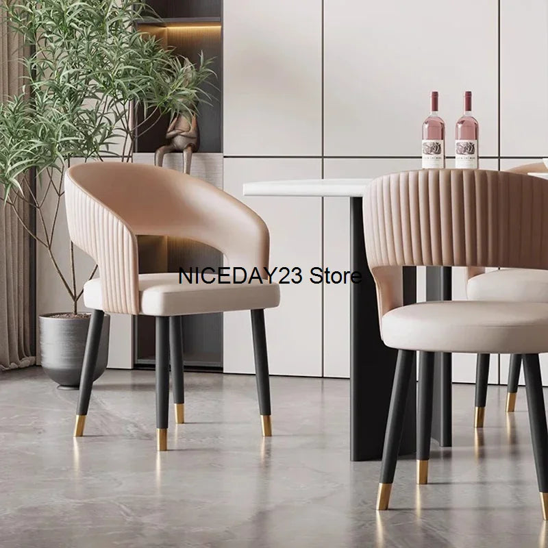 European Luxury Dining Chairs Waiting Ergonomic Bedroom Hotel Leather Chairs Restaurant Balcony Office Cadeira Home Furniture