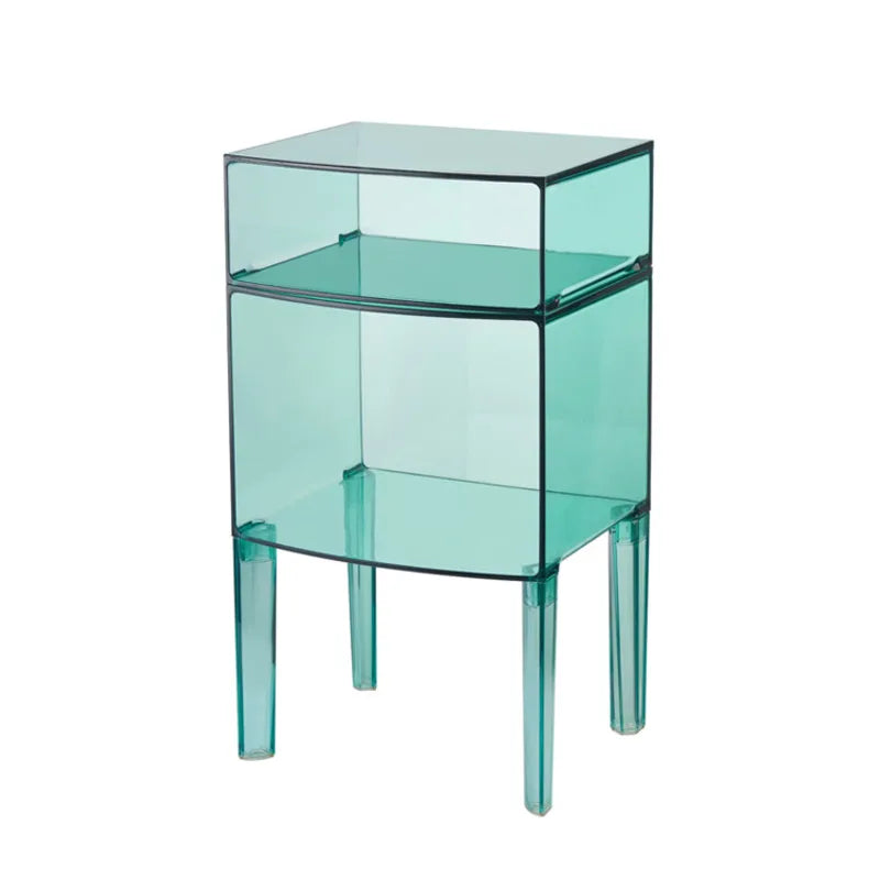 Nordic Transparent Sofa Coffee Table Acrylic Red Bedside Cabinet Modern Simple Household Multi-layer Storage Cabinet