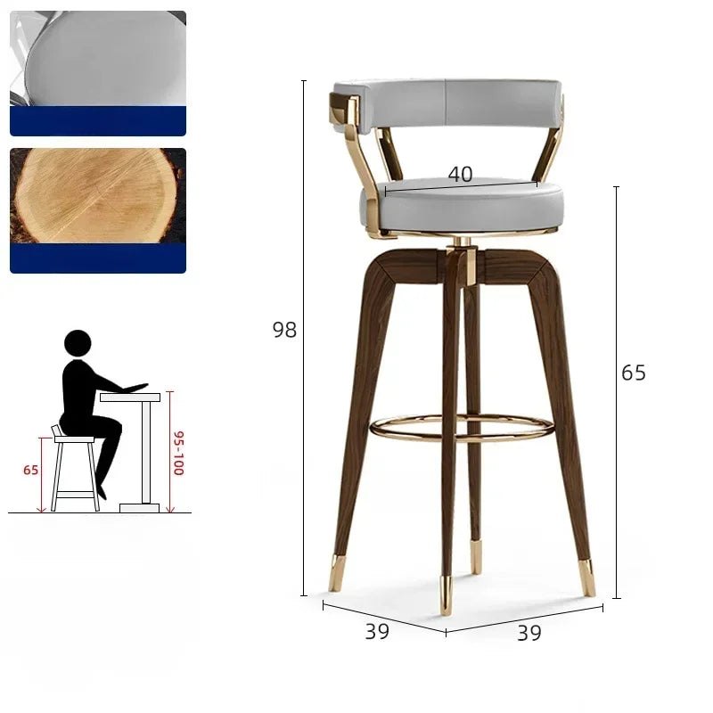 Accent High Bar Stools Cafe Kitchen Luxury Relaxing Ergonomic Bar Stools Nordic Garden Floor Sillas De Bar Iron Furniture