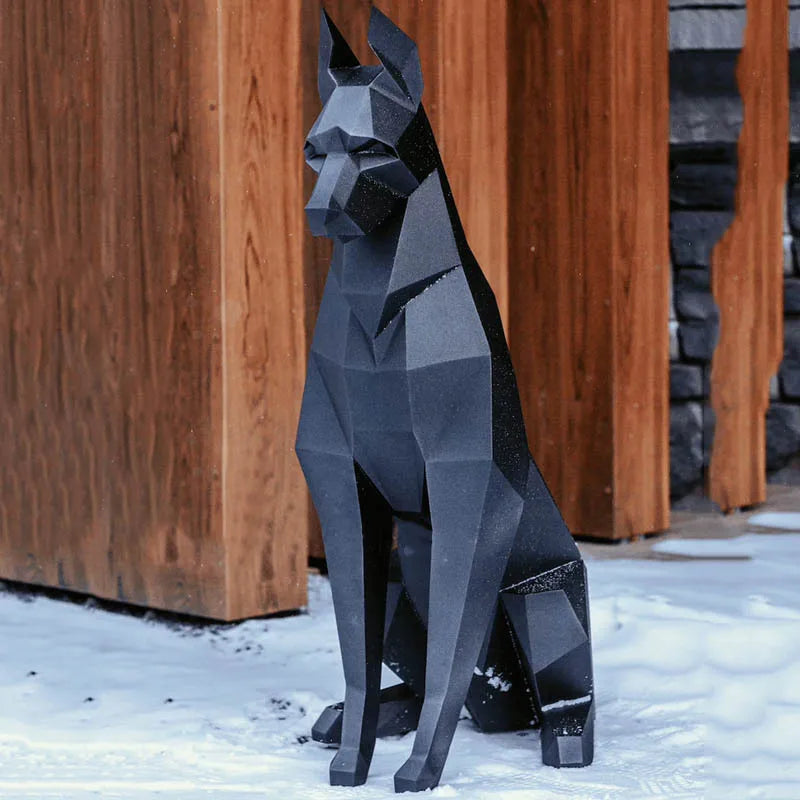 68/100cm High Black Doberman Dog 3D Animal Sculpture Doberman Papercraft Bedroom Living Room Decor Geometric Art DIY Handmade