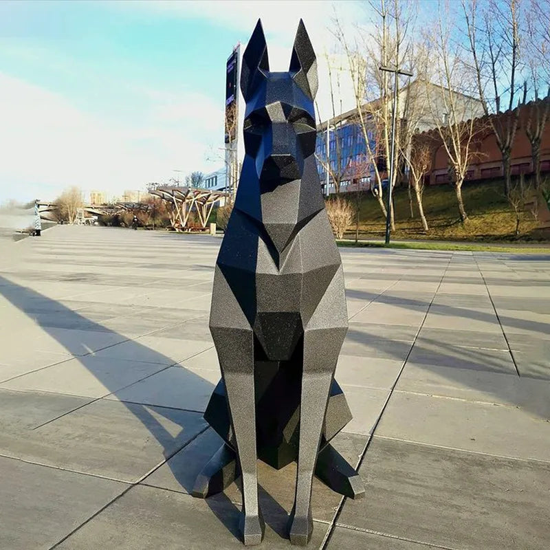 68/100cm High Black Doberman Dog 3D Animal Sculpture Doberman Papercraft Bedroom Living Room Decor Geometric Art DIY Handmade