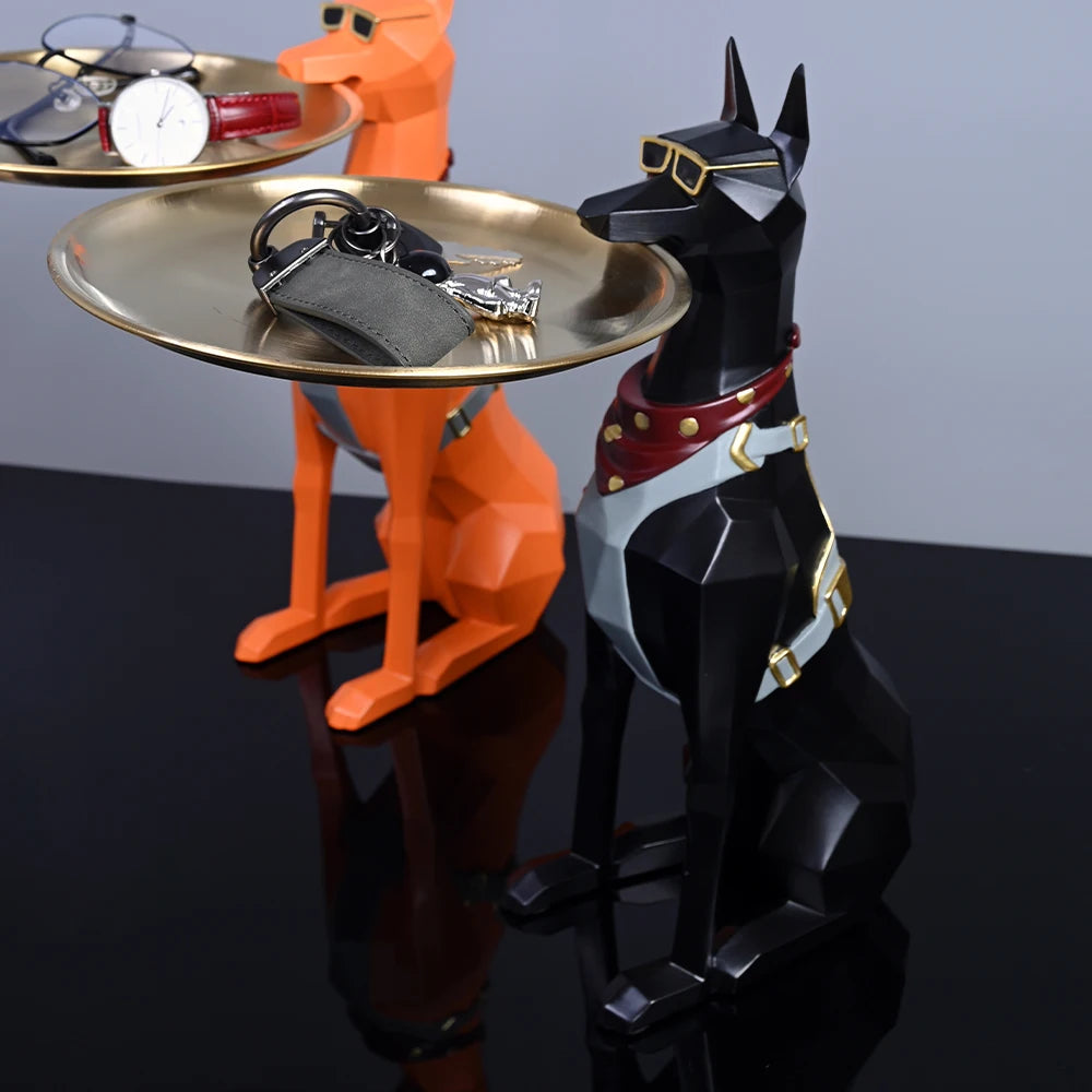 Design Tray dog Statue Butler Tray for Key Box Home Ornaments Animal Figurines Office Decoration Resin dog Sculpture decor Rooms