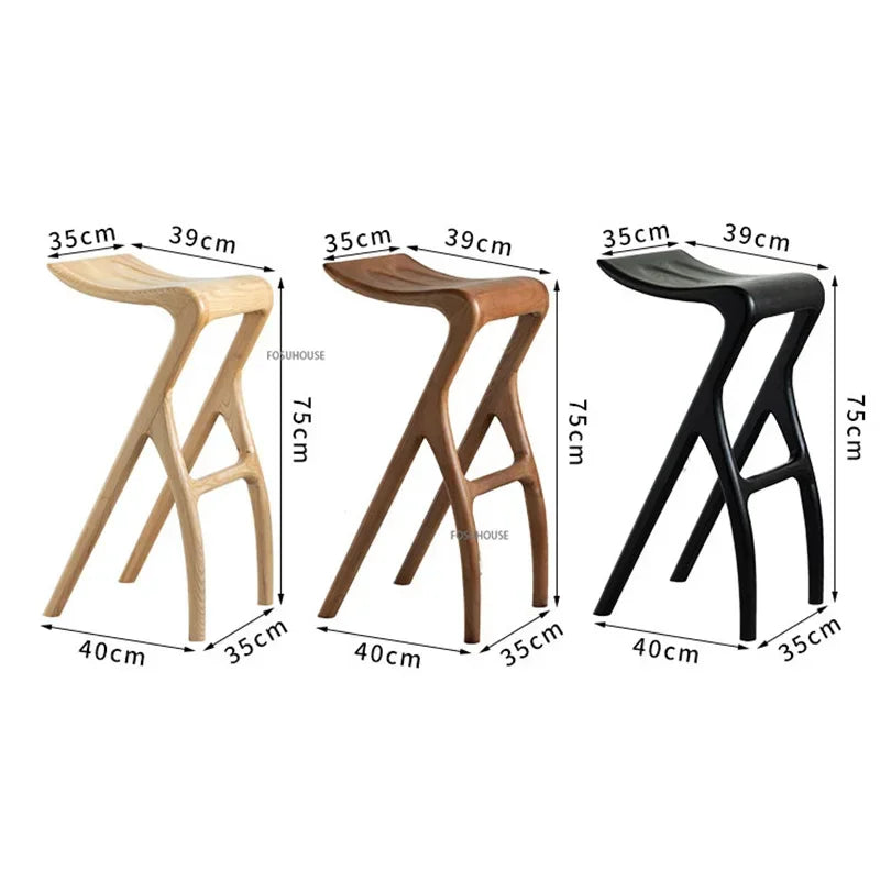 Nordic Modern Solid Bar Chair Wood Stool Creative Dining Chair Design Wooden Leisure High-foot Chaises Salle Manger Furniture WZ