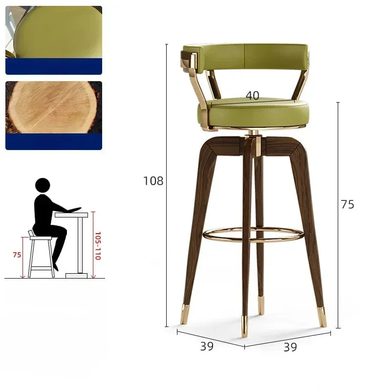 Accent High Bar Stools Cafe Kitchen Luxury Relaxing Ergonomic Bar Stools Nordic Garden Floor Sillas De Bar Iron Furniture