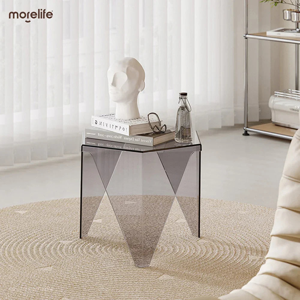 Nordic Household Transparent Acrylic Coffee Table Crystal Creative Living Room Side Table Simple Balcony Hexagonal Table