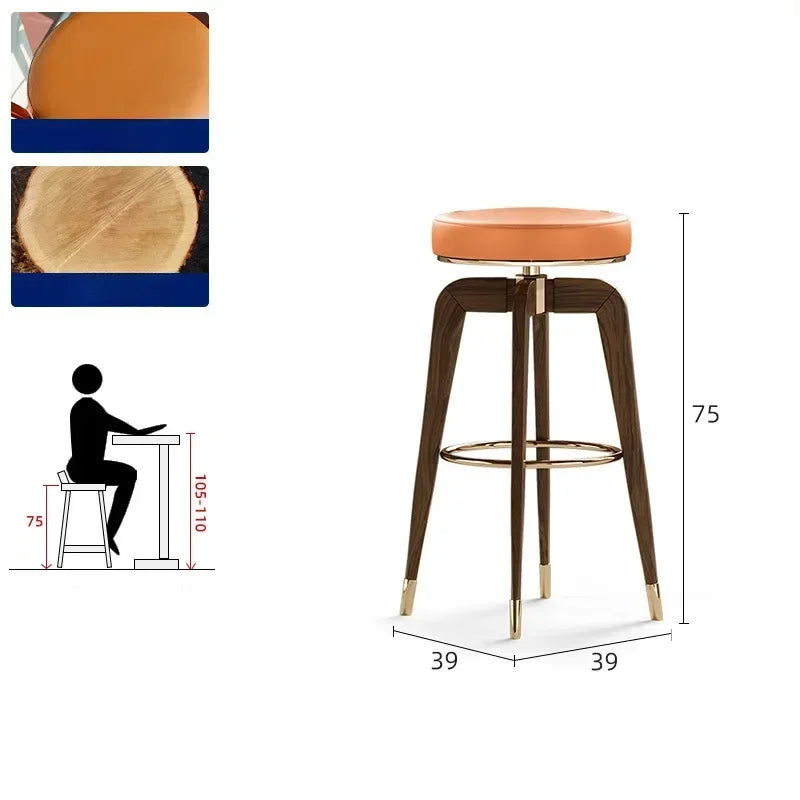 Accent High Bar Stools Cafe Kitchen Luxury Relaxing Ergonomic Bar Stools Nordic Garden Floor Sillas De Bar Iron Furniture