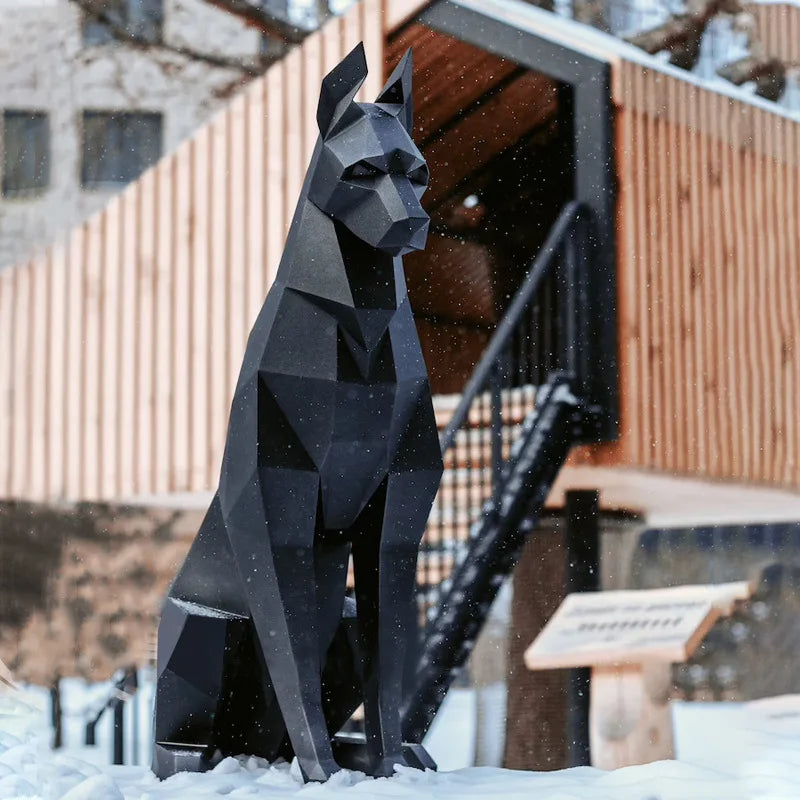 68/100cm High Black Doberman Dog 3D Animal Sculpture Doberman Papercraft Bedroom Living Room Decor Geometric Art DIY Handmade