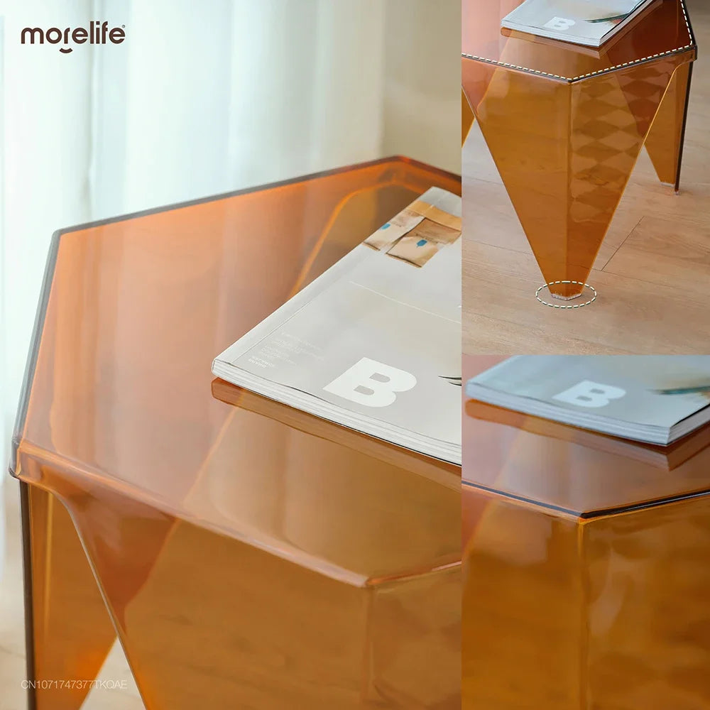 Nordic Household Transparent Acrylic Coffee Table Crystal Creative Living Room Side Table Simple Balcony Hexagonal Table