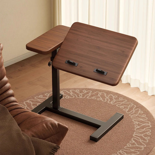 Foldable Sofa Side Table with Wheels Rotatable Lift Laptop Computer Desk for Bed Living Room Coffee Tea Tables Portable