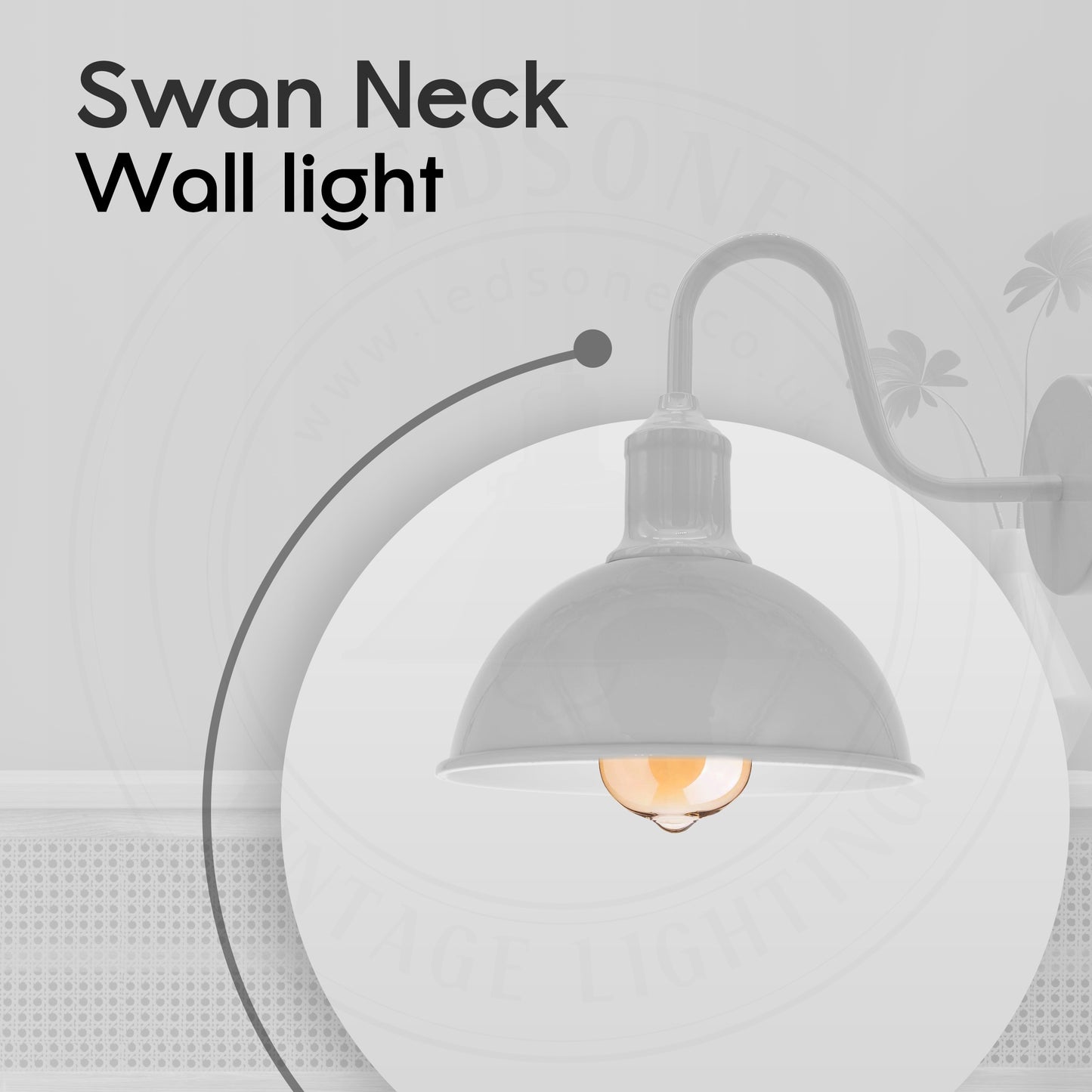 Modern Industrial Swan Neck Metal Arm E27 Sconce Wall Light Set Fixture White with bulb