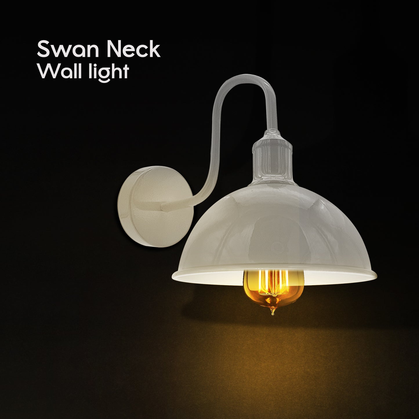 Modern Industrial Swan Neck Metal Arm E27 Sconce Wall Light Set Fixture White with bulb