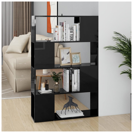 Book Cabinet Room Divider High Gloss Black 80x24x124.5 cm