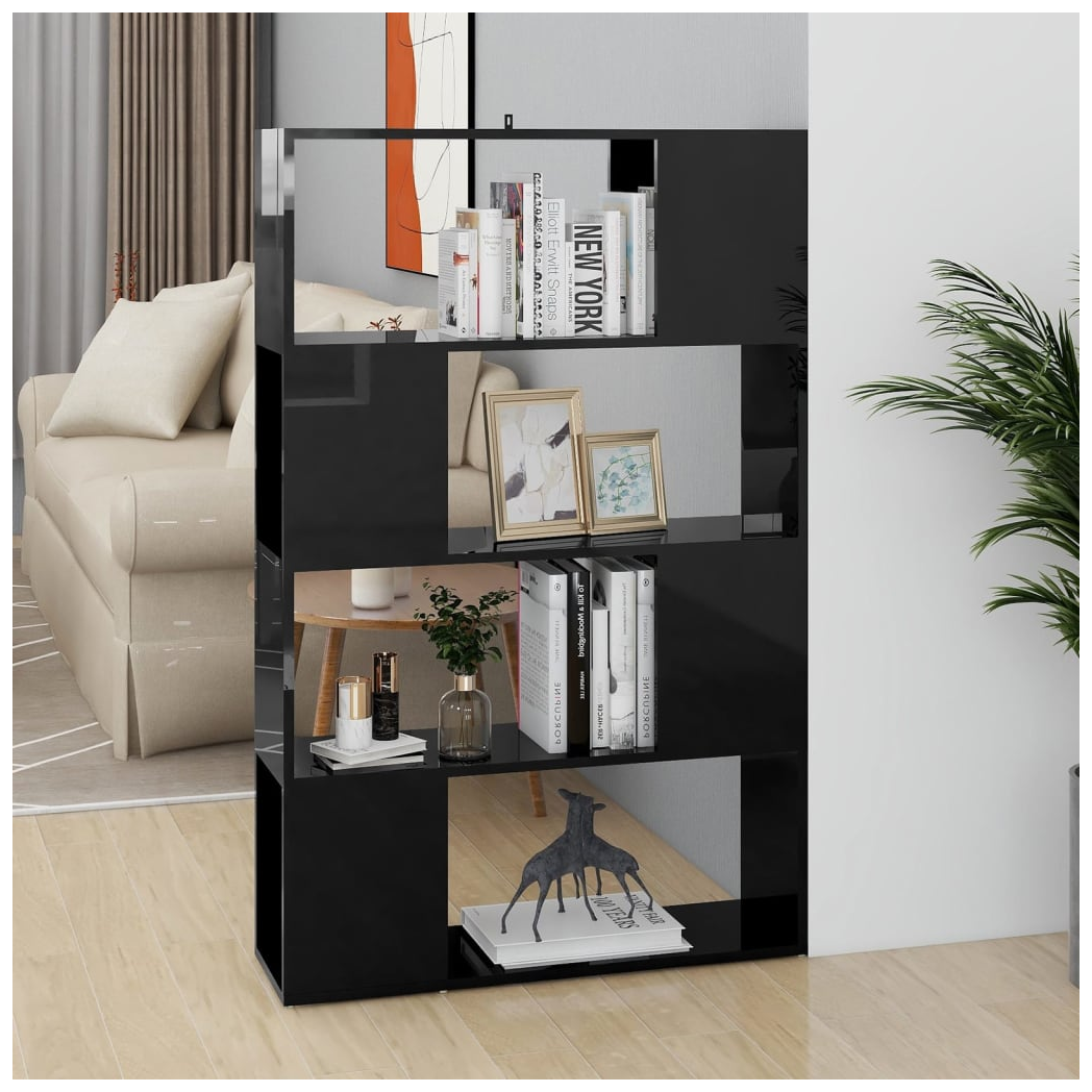 Book Cabinet Room Divider High Gloss Black 80x24x124.5 cm