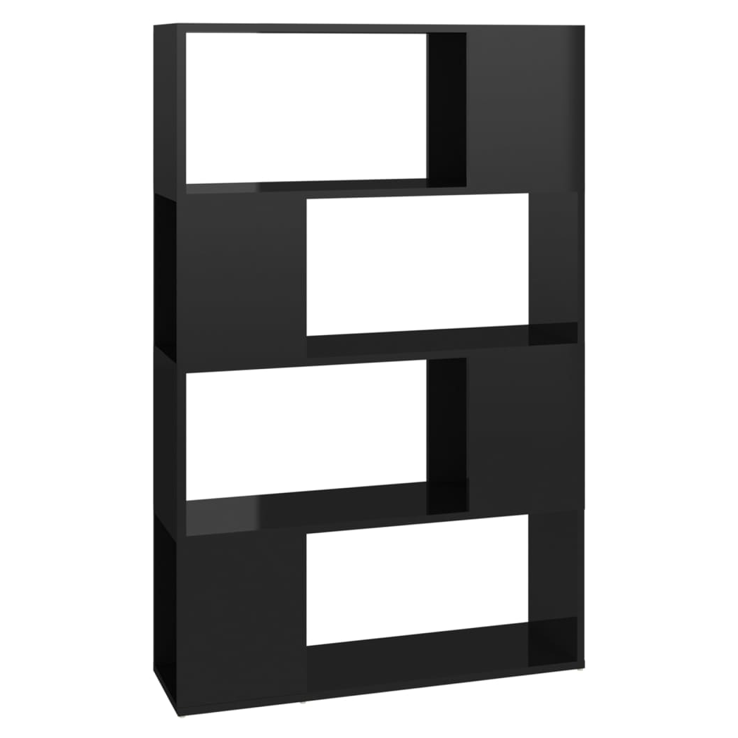 Book Cabinet Room Divider High Gloss Black 80x24x124.5 cm