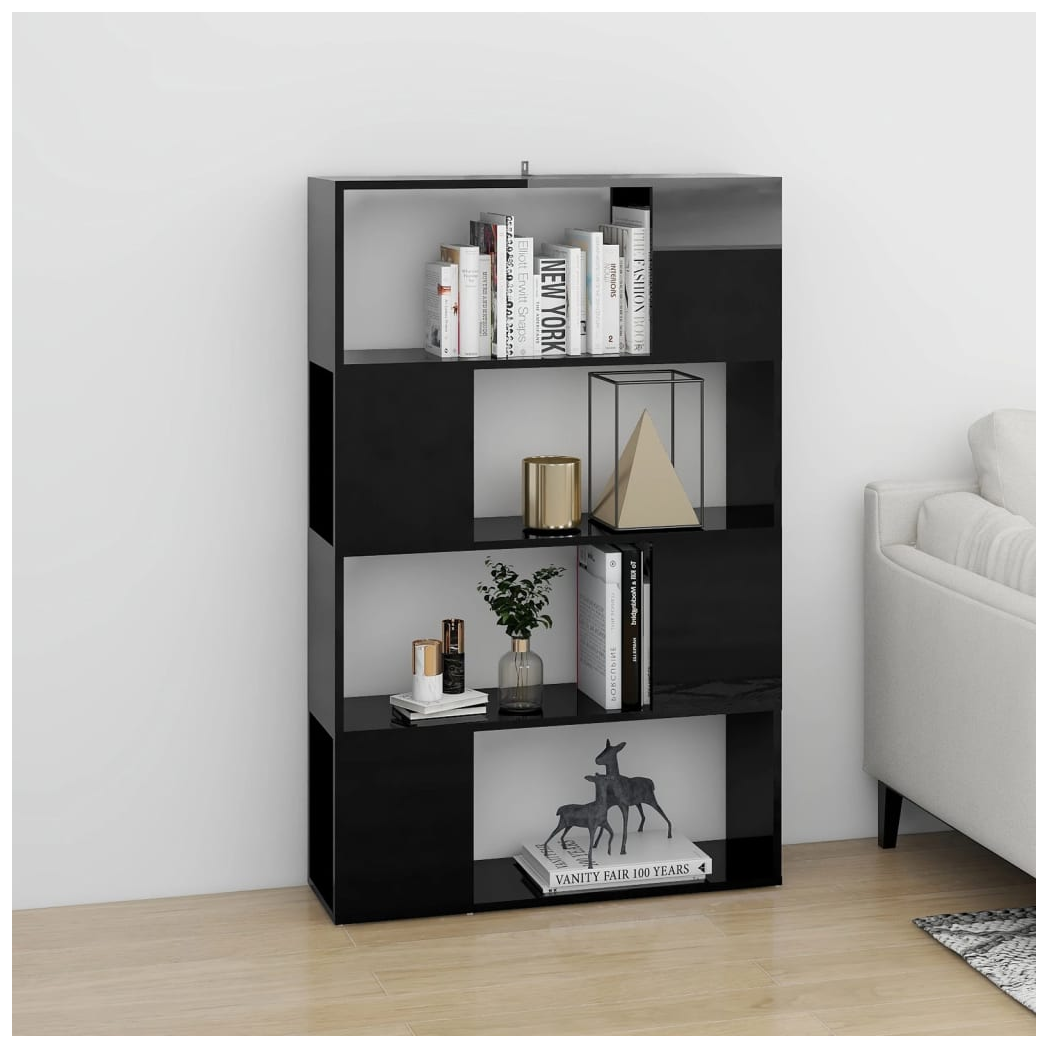 Book Cabinet Room Divider High Gloss Black 80x24x124.5 cm