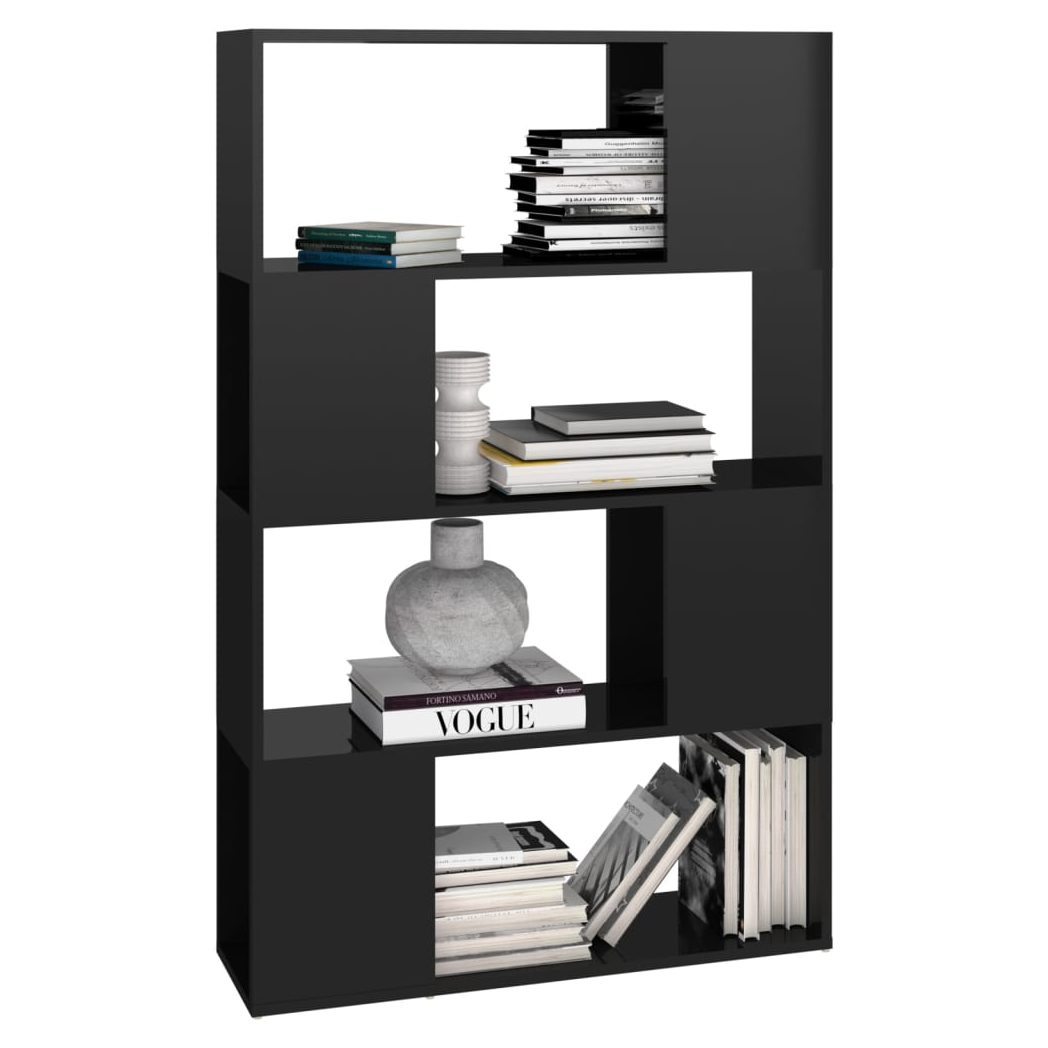 Book Cabinet Room Divider High Gloss Black 80x24x124.5 cm