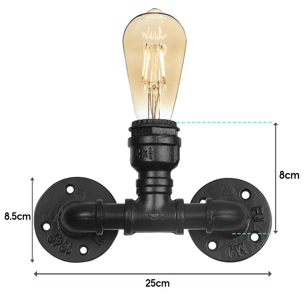 Black Vintage Industrial Light Holder E27 60W Dimmable NonDimmable Bulb