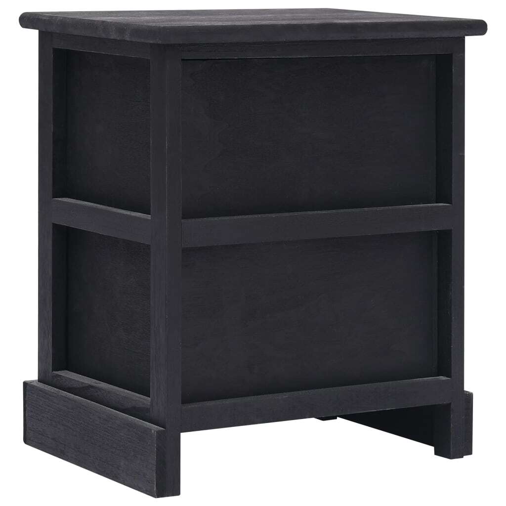 Nightstand Black 38x28x45 cm Paulownia Wood