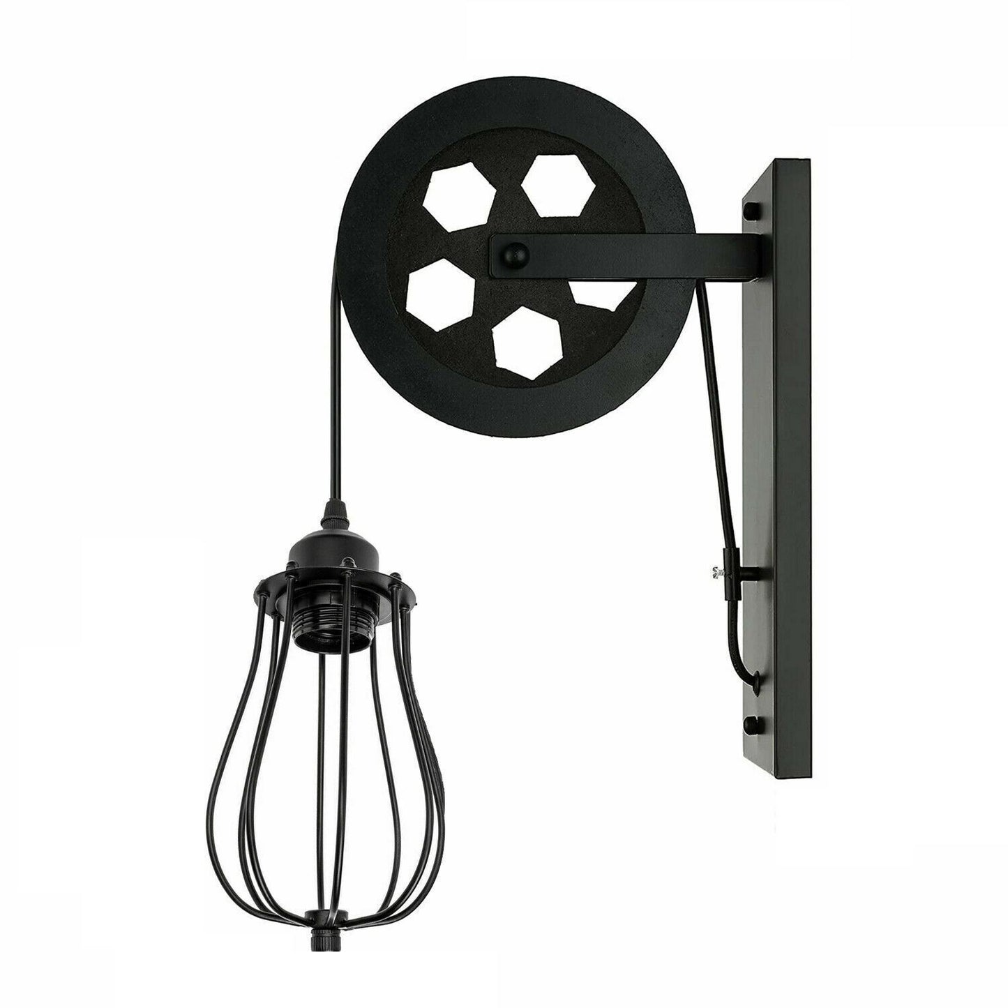 Retro Industrial Pulley Wheel Wall Light Fixture Metal Balloon Indoor Light