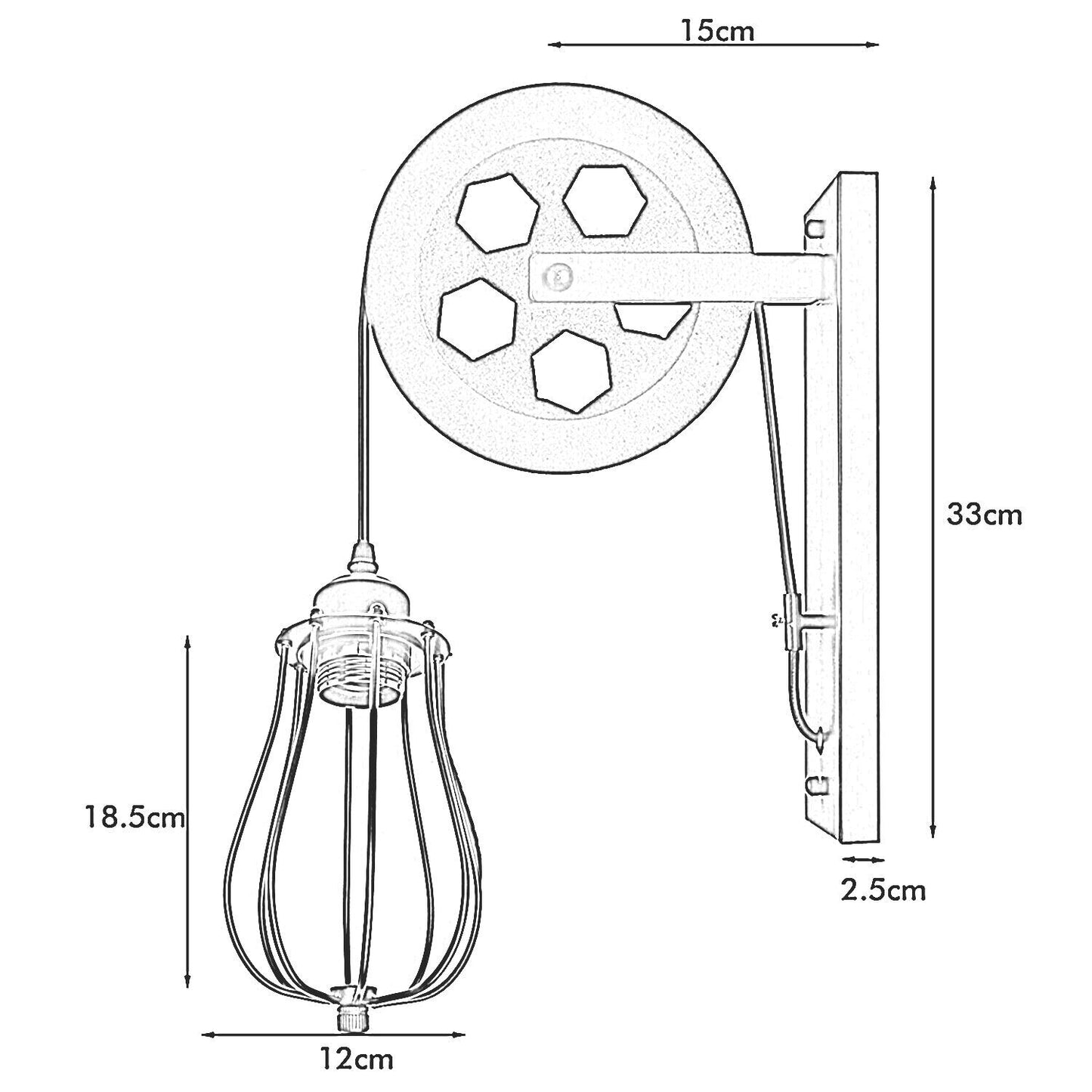 Retro Industrial Pulley Wheel Wall Light Fixture Metal Balloon Indoor Light