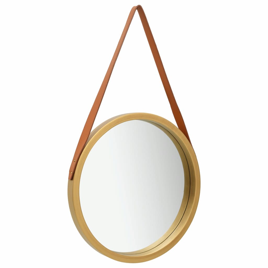 Wall Mirror with Strap 50 cm Gold