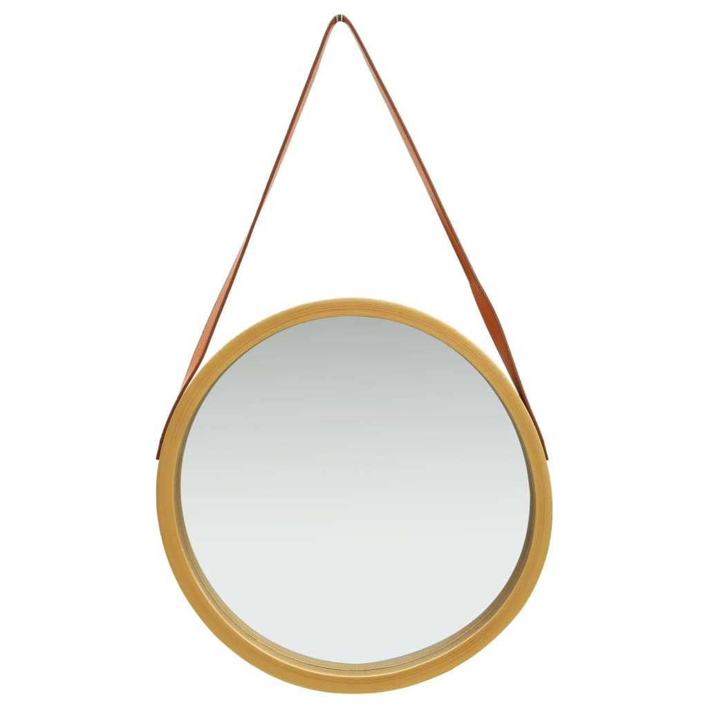 Wall Mirror with Strap 50 cm Gold