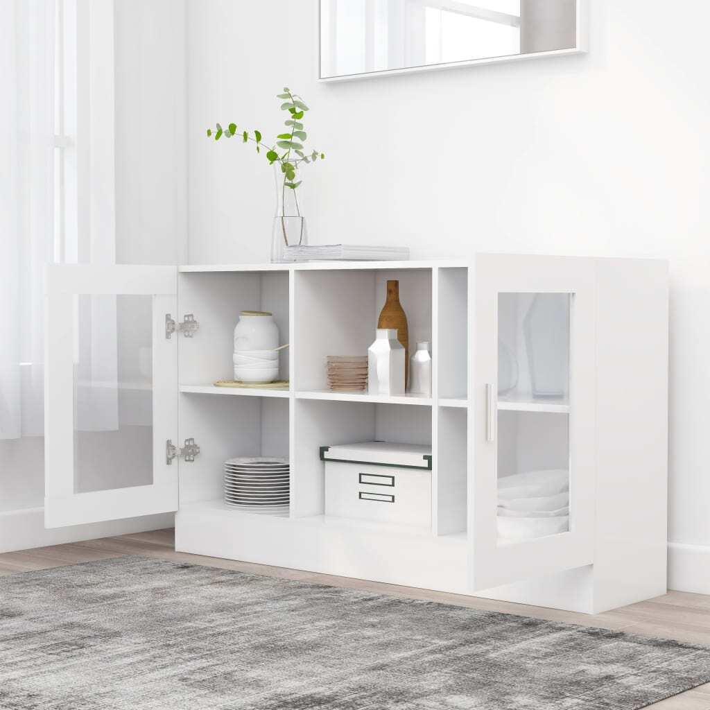 Vitrine Cabinet White 120x30.5x70 cm Engineered Wood