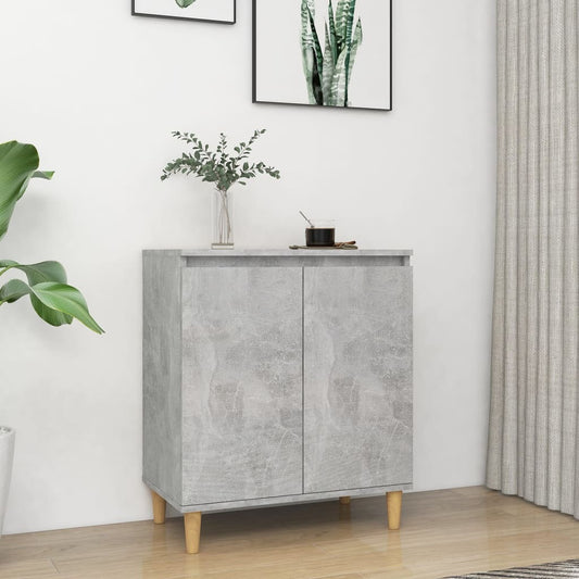 Sideboard&Solid Wood Legs Concrete Grey 60x35x70 cm Chipboard