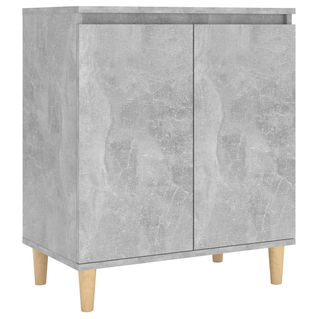 Sideboard&Solid Wood Legs Concrete Grey 60x35x70 cm Chipboard