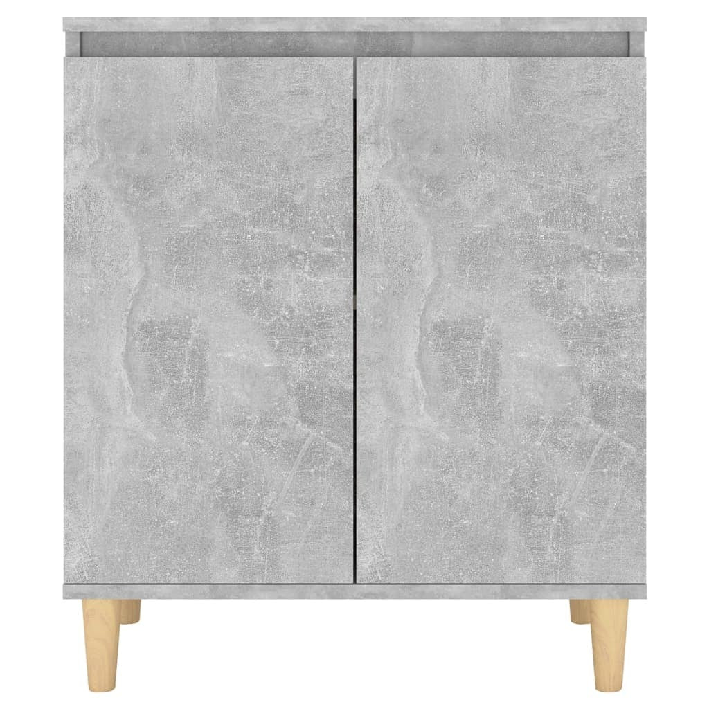 Sideboard&Solid Wood Legs Concrete Grey 60x35x70 cm Chipboard