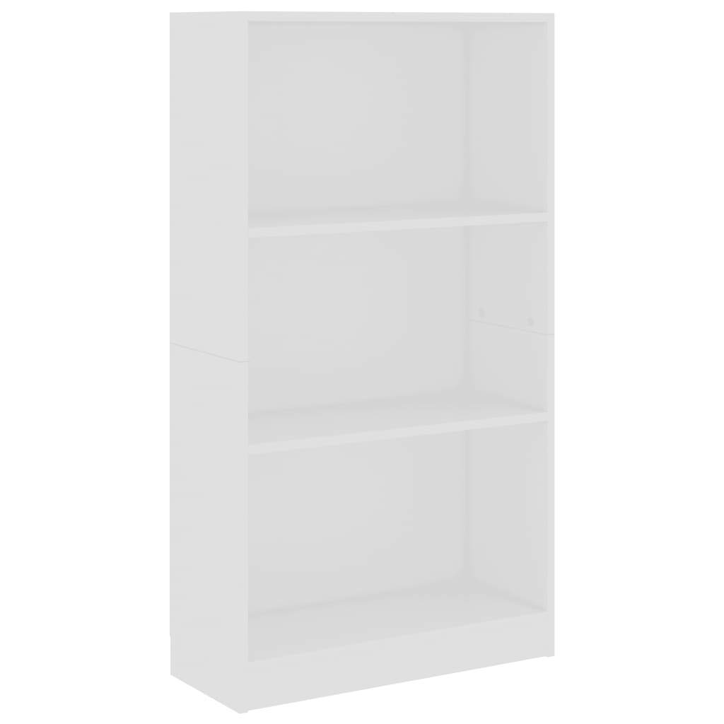 3-Tier Book Cabinet White 60x24x109 cm Engineered Wood