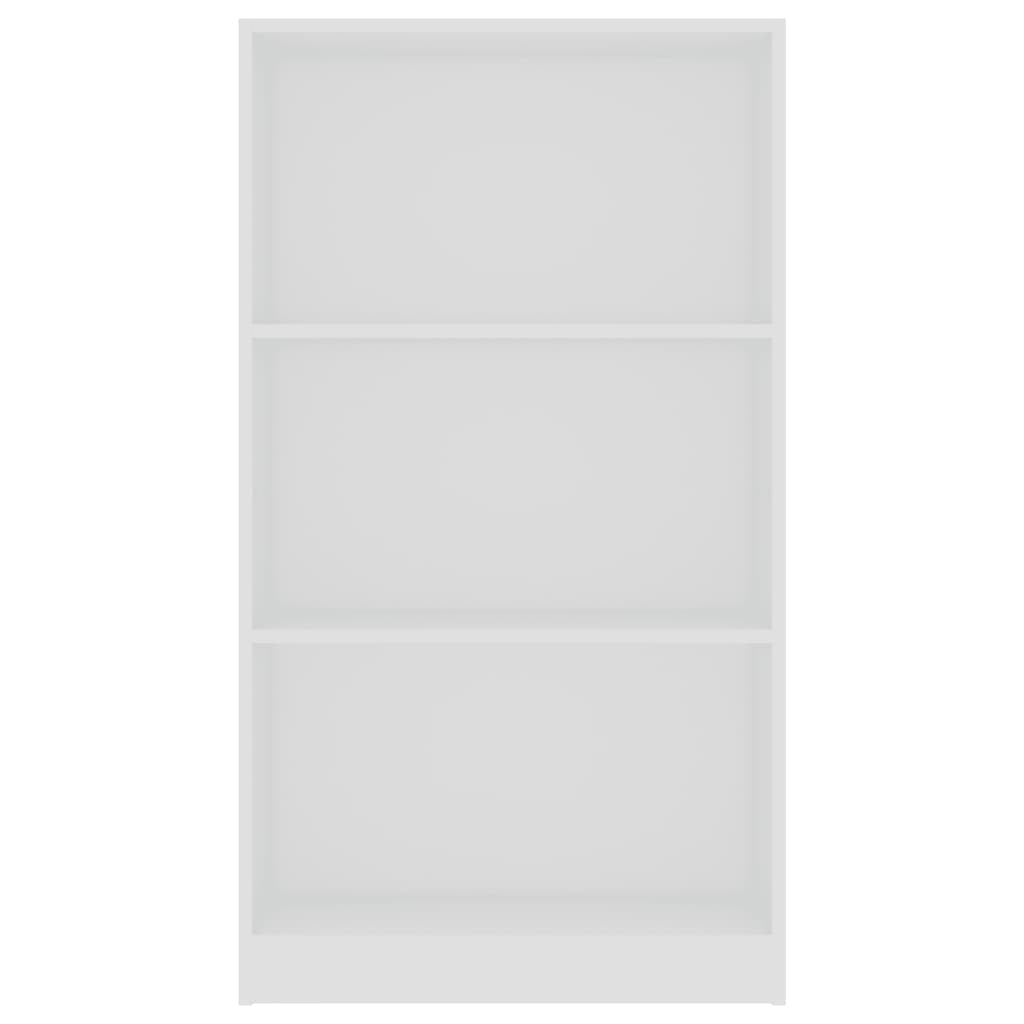 3-Tier Book Cabinet White 60x24x109 cm Engineered Wood