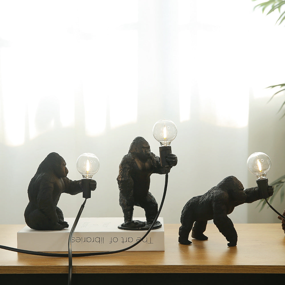 Black gorilla lamp holder decor 