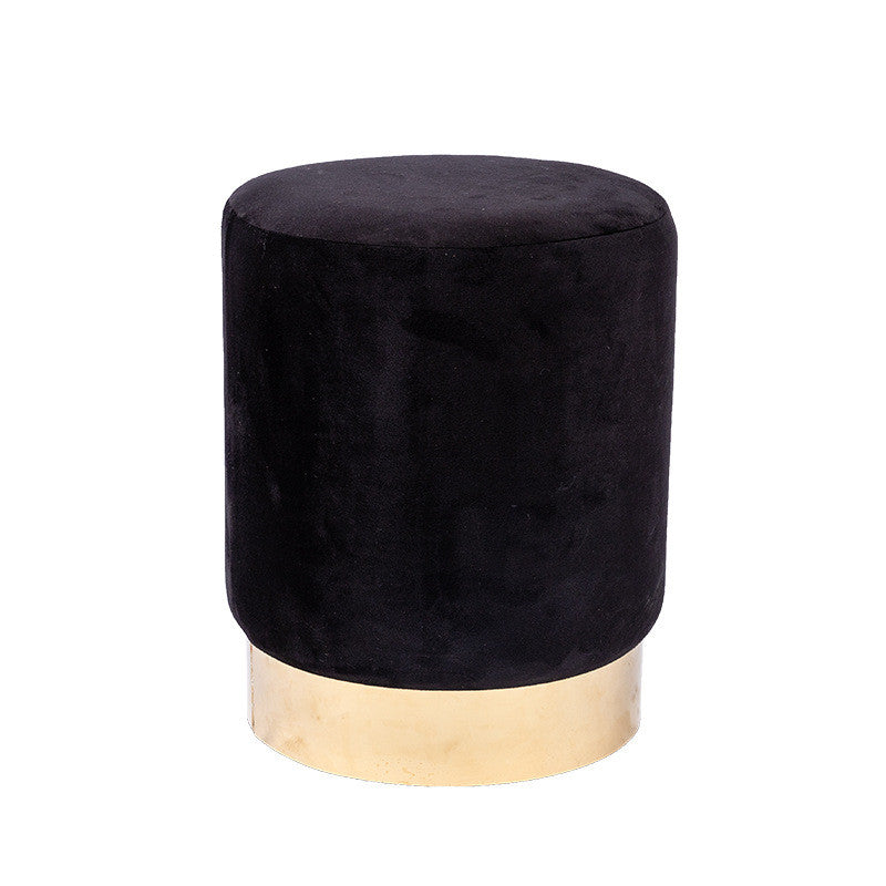 Small Stool Modern Simple Golden Trim Fabric Round Stool Bedroom Living Room Low Stool Sofa Pier Stool Home Shoe Change Stool