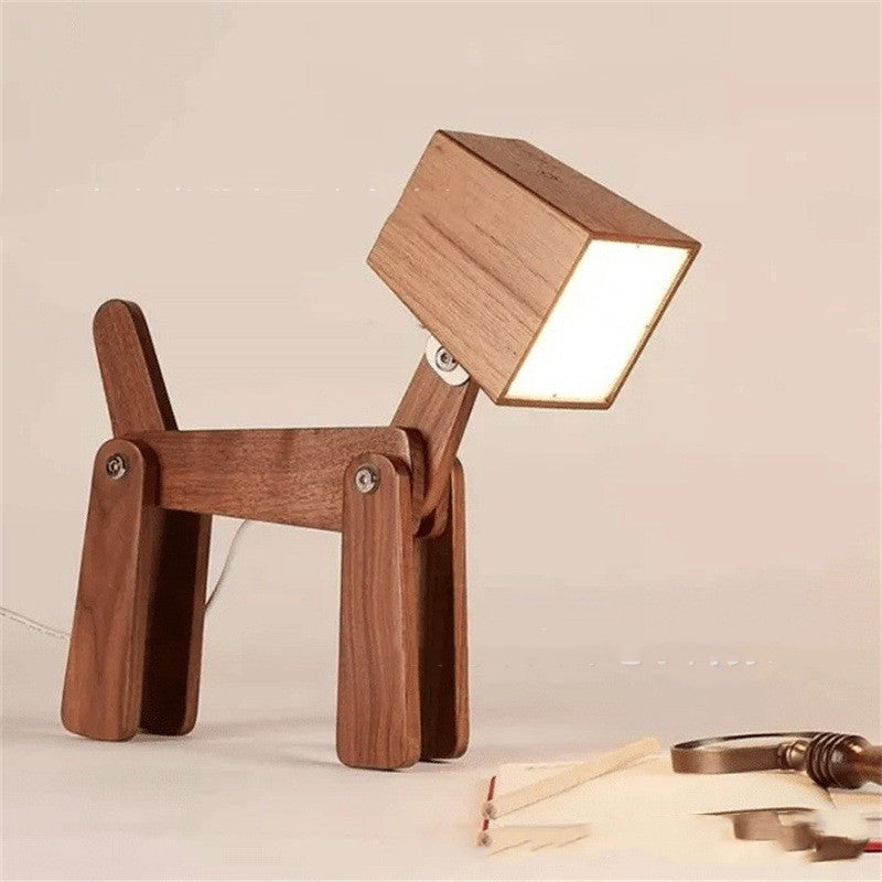 Wooden Adjustable Dog Desk Lamp Creative Children's Reading Lamp