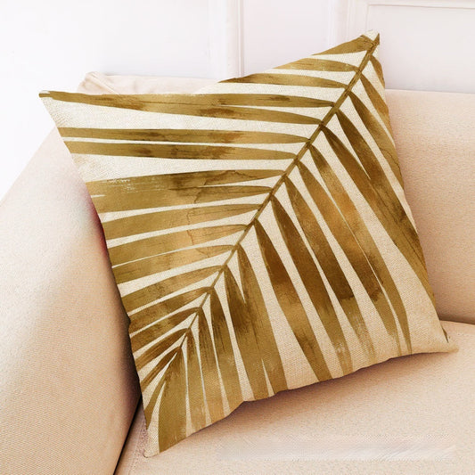 Golden Leaves Cotton And Linen Cushion Case Back Seat Office Siesta Pillow