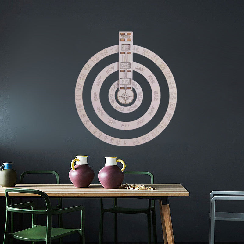 Wooden Wall Calendar Modern Simple Circular Rotating Design