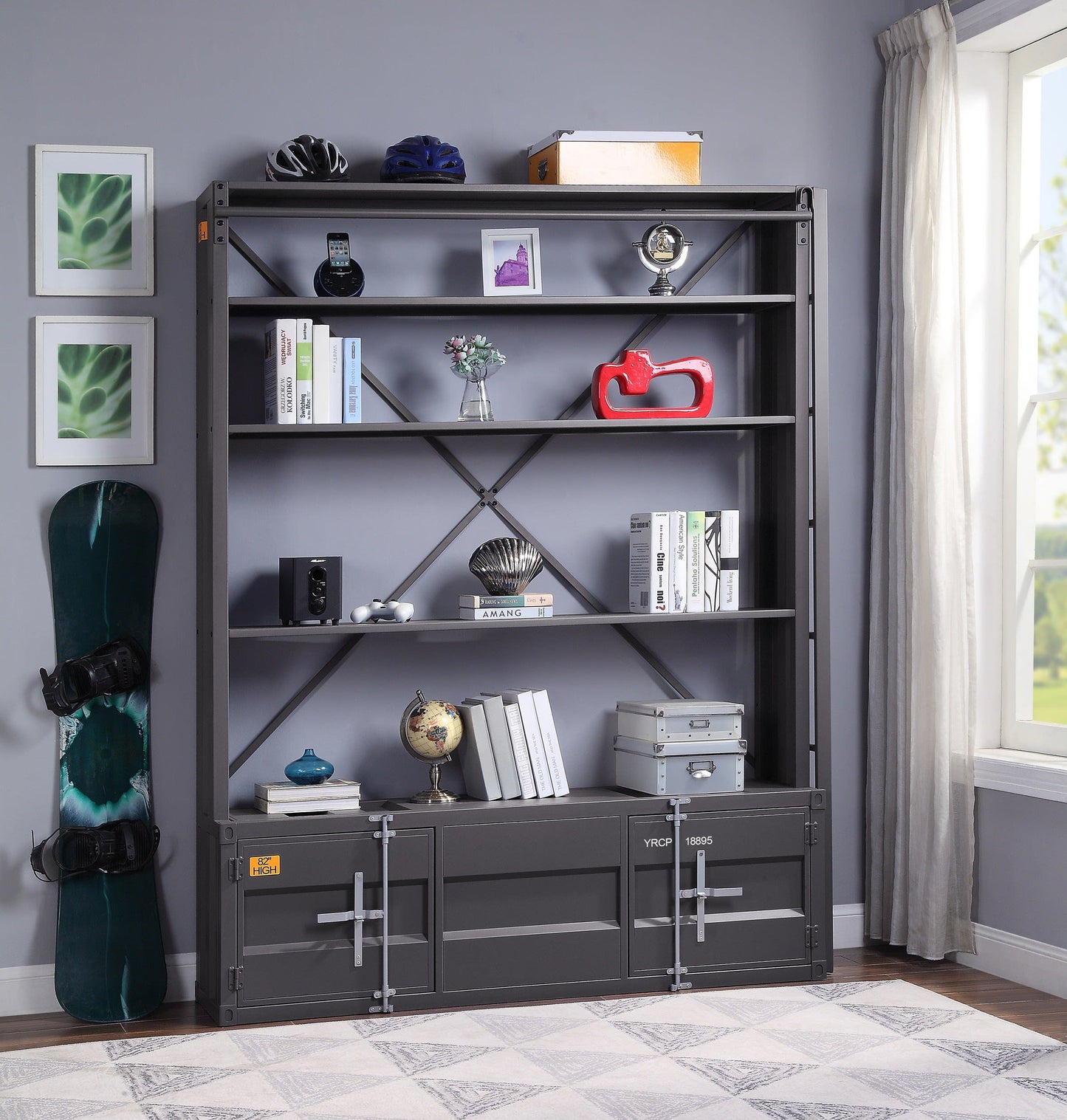 Cargo Bookshelf & Ladder, Gunmetal 39887