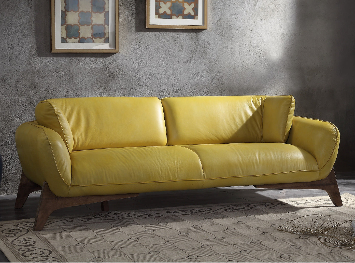 Pesach Sofa, Mustard Leather 55075