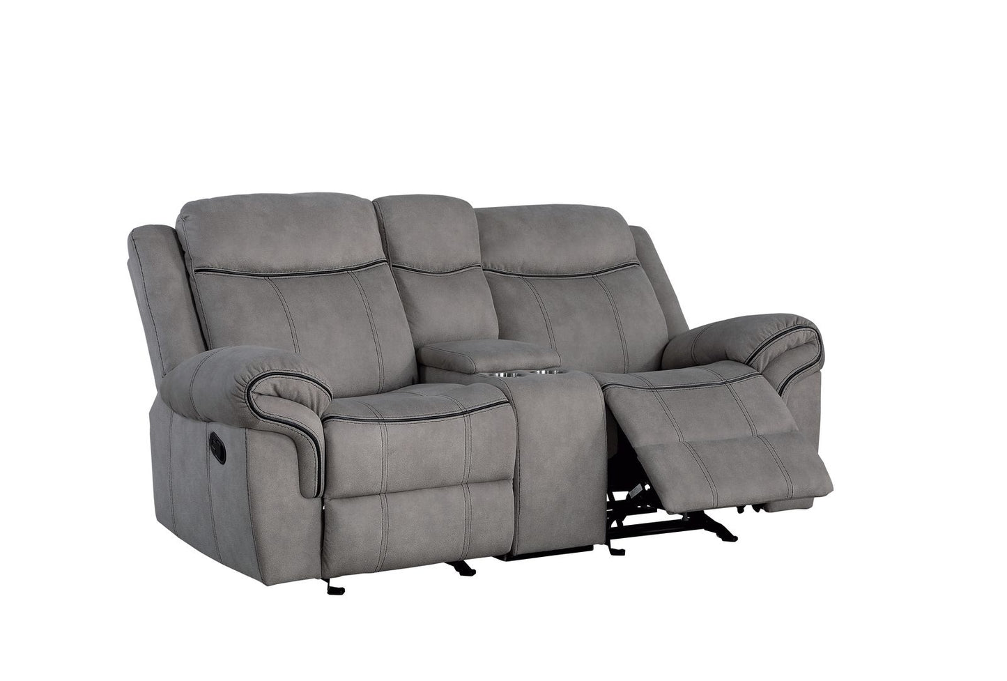 Zubaida Loveseat w/Console (Glider & Motion), 2-Tone Gray Velvet 55026