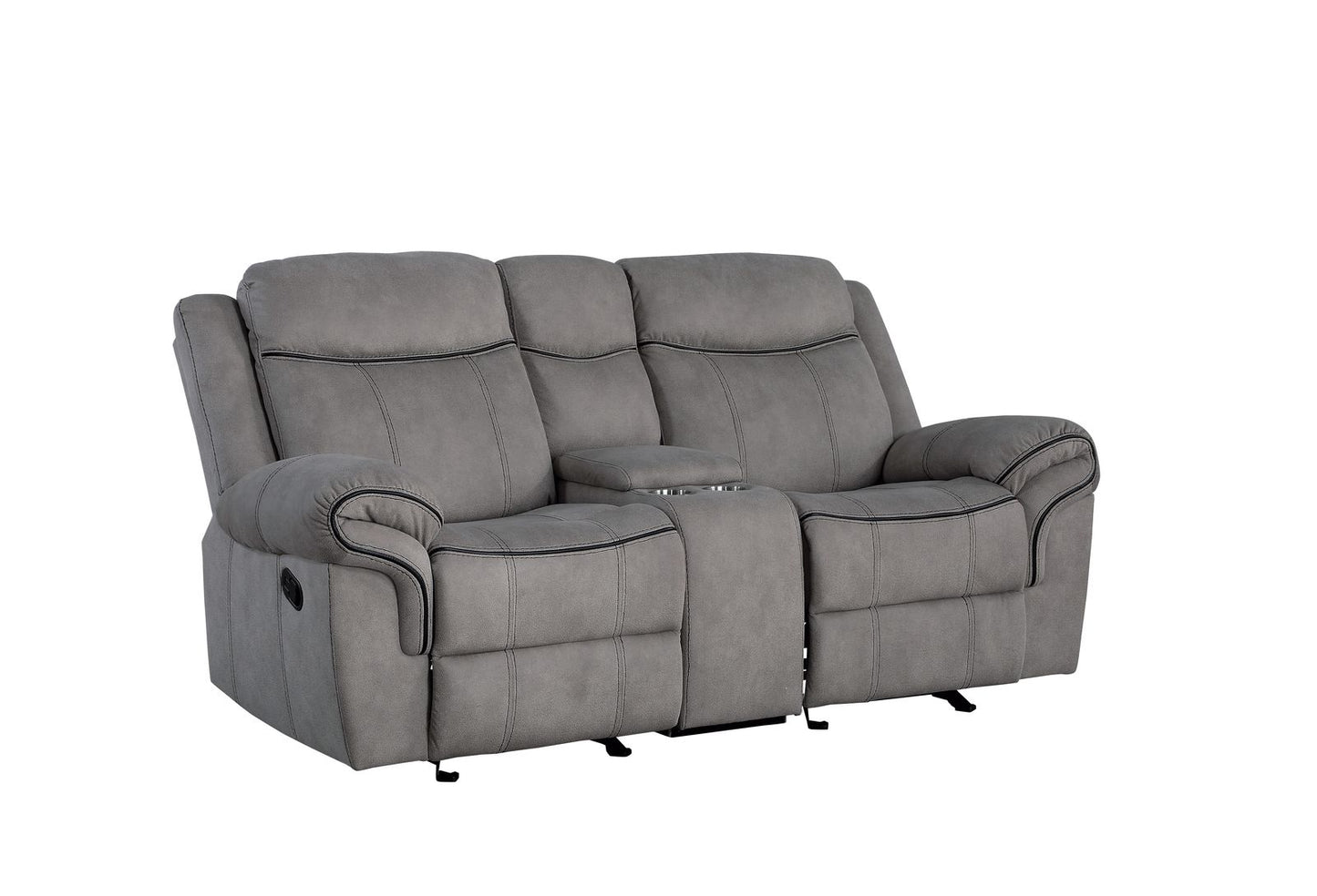 Zubaida Loveseat w/Console (Glider & Motion), 2-Tone Gray Velvet 55026