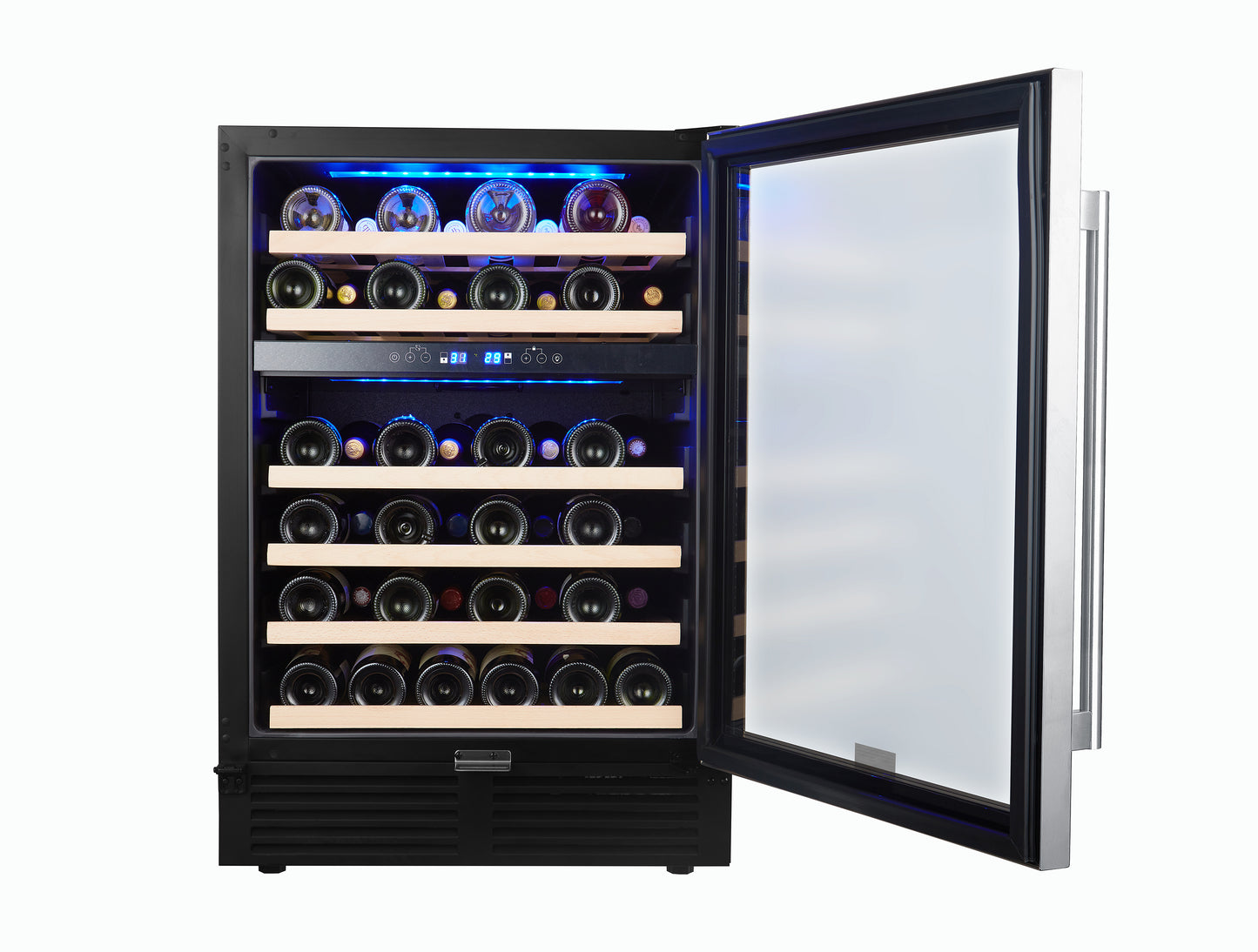 SOTOLA 24 inch 46 Bottle Wine Cooler Cabinet Beverage Fridge Small Wine Cellar Soda Beer Counter Top Bar Quiet Operation Compressor Freestanding Clear Glass Door for Office