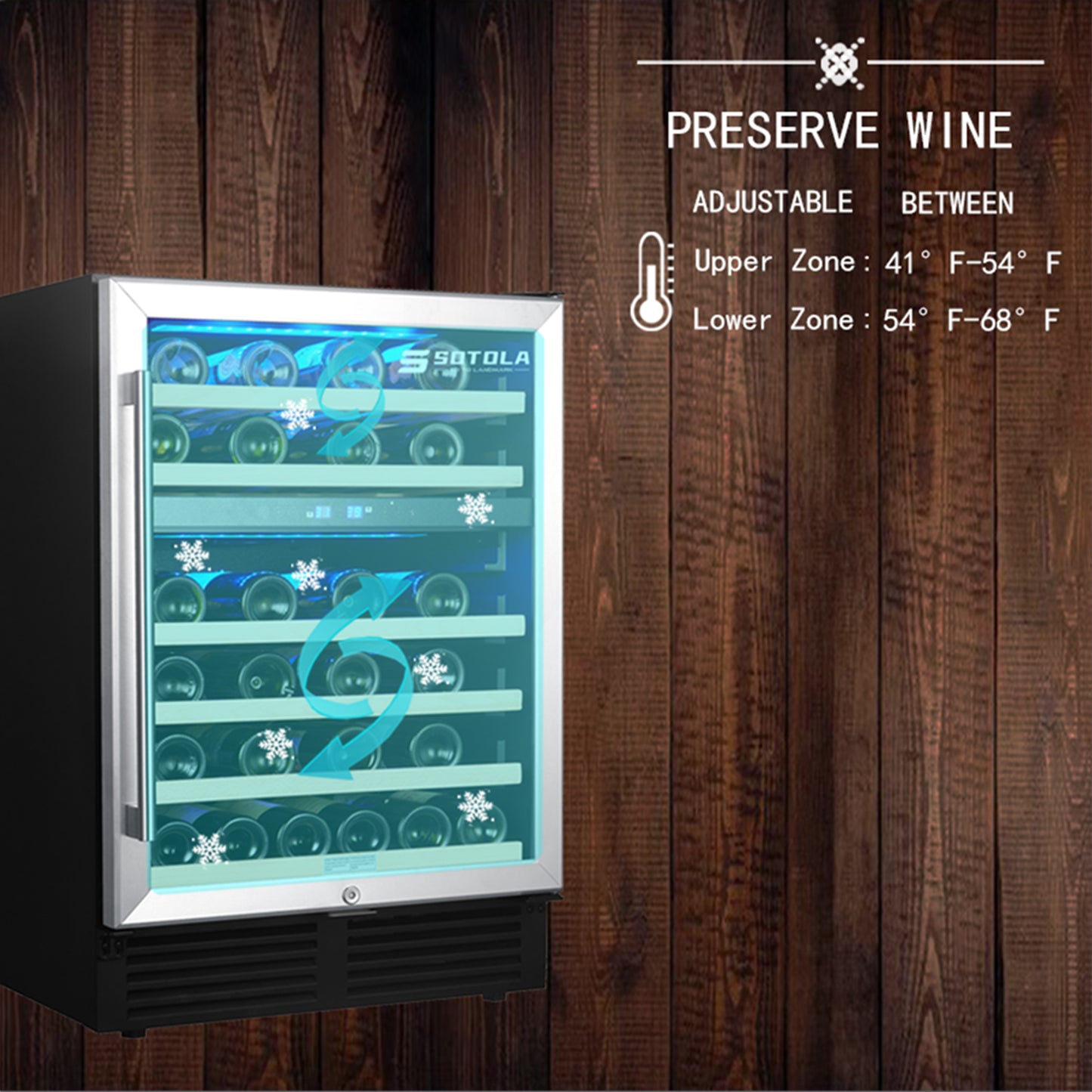 SOTOLA 24 inch 46 Bottle Wine Cooler Cabinet Beverage Fridge Small Wine Cellar Soda Beer Counter Top Bar Quiet Operation Compressor Freestanding Clear Glass Door for Office