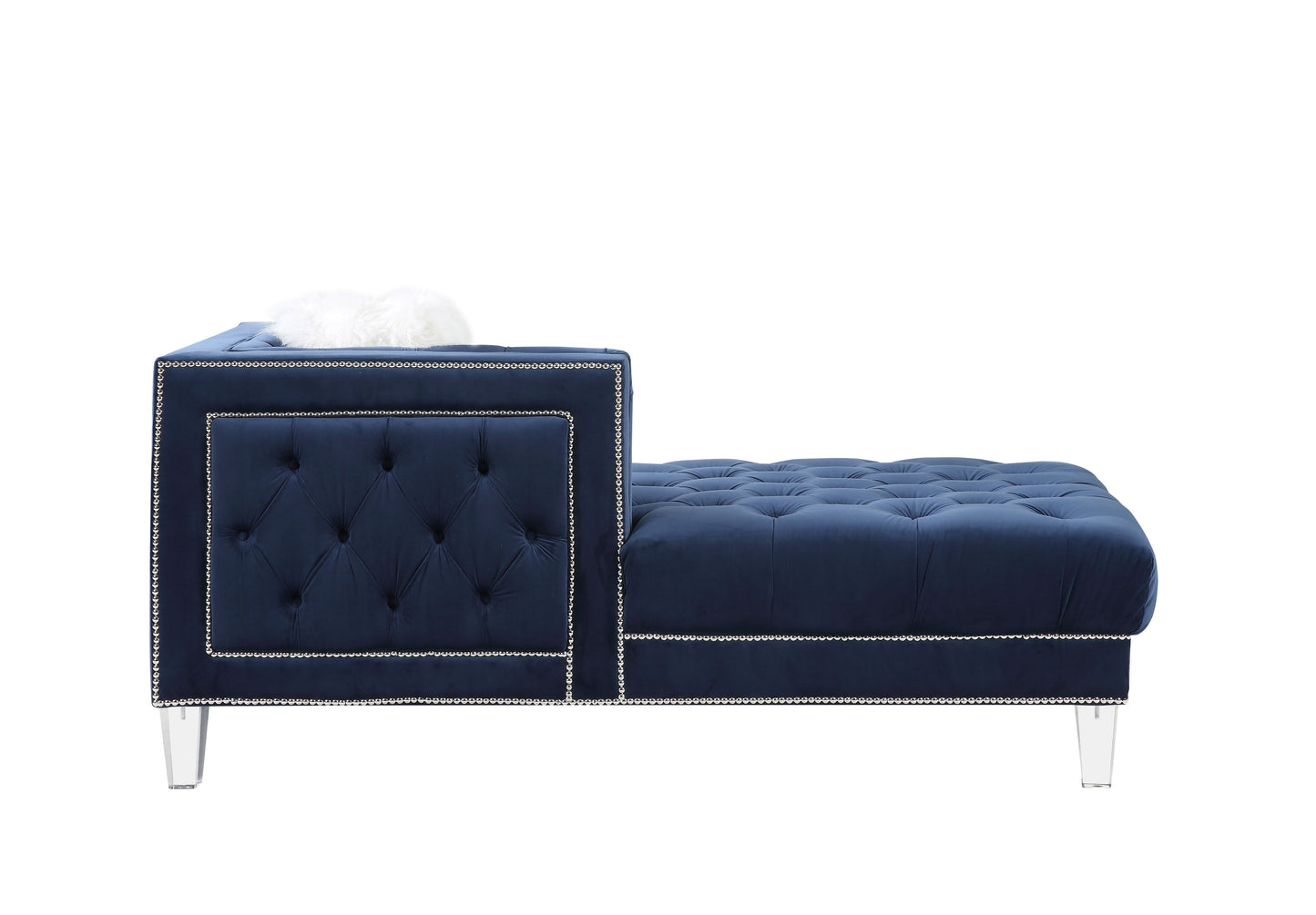 Ezamia Sectional Sofa w/2 Pillows, Navy Blue Velvet 57365