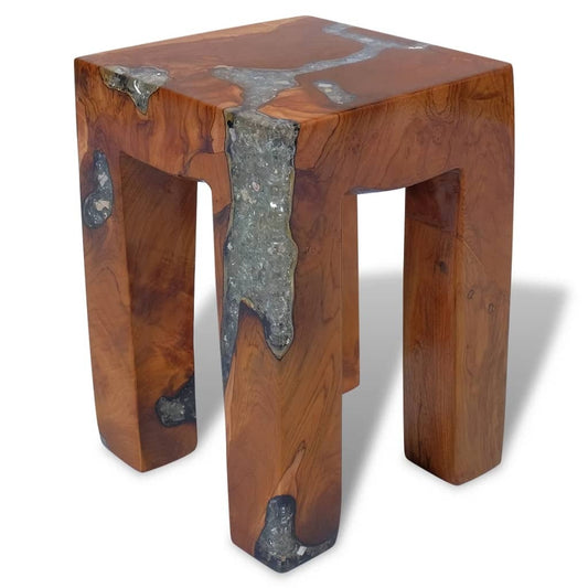 vidaXL Stool Solid Teak Wood and Resin