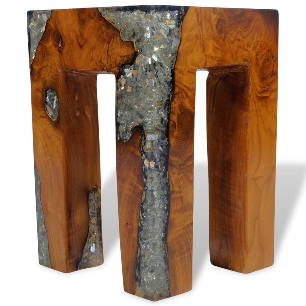 vidaXL Stool Solid Teak Wood and Resin