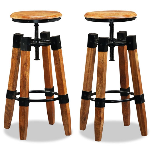 vidaXL Bar Stools 2 pcs Solid Mango Wood